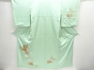 箔置き　貝桶に草花模様訪問着